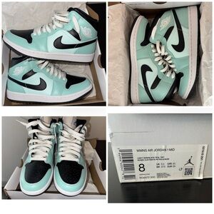 Nike Kids Air Jordan 1 Mid - Black and Mint